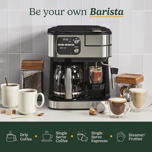 Cuisinart Coffeemaker, Coffee Center Barista Bar 4-In-1 Coffee Machine, Single-Serve Coffee, Espresso & Nespresso Capsule Compatible, 12-Cup Carafe, Black, SS-4N1