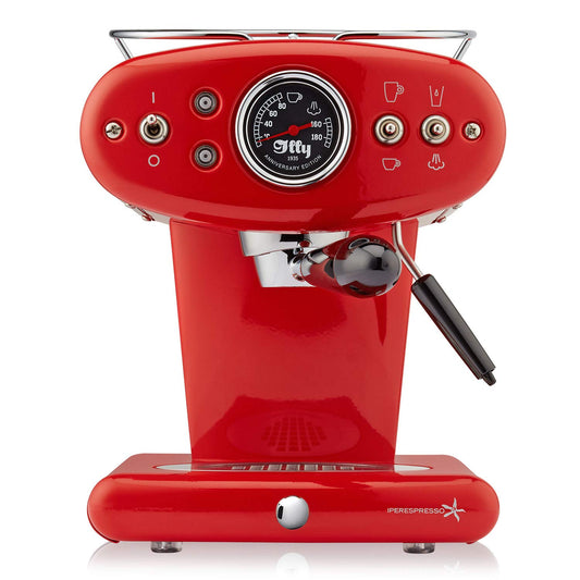 Illy X1 Anniversary 1935 Espresso Single-Serve Machine with Milk Frother Steam Wand for IperEspresso Capsules, 15bar (Red)